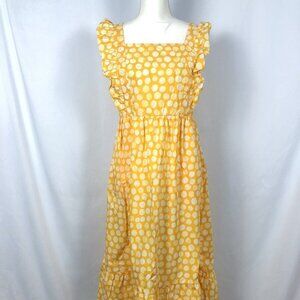 Who What Wear Women's Ruffle Cottage Prairie Maxi Dress Yellow Polka Dot Size XL